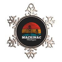 Mackinac Bridge Souvenir Mackinaw Island Retro Michigan Metallic Star Ornament