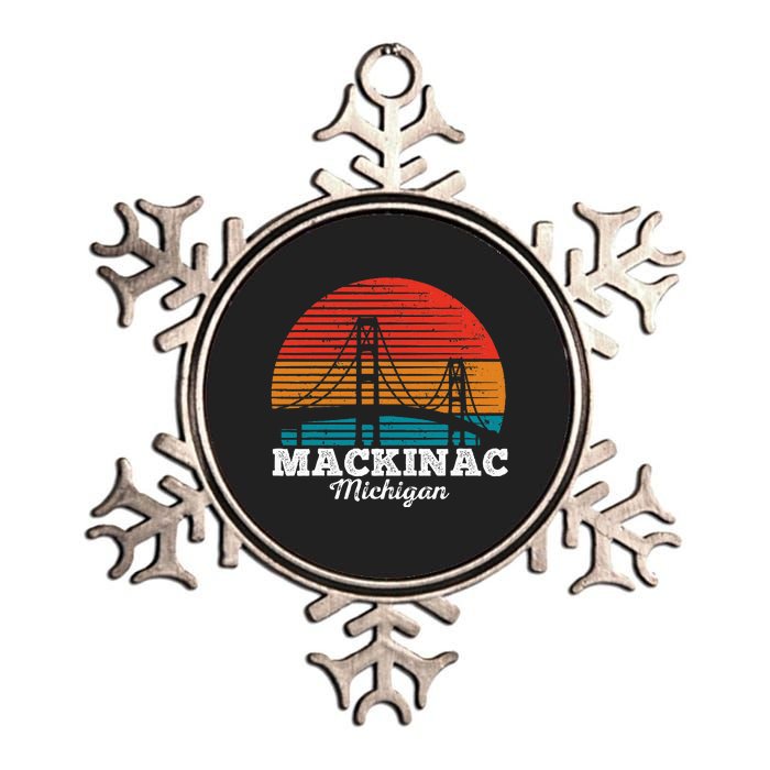 Mackinac Bridge Souvenir Mackinaw Island Retro Michigan Metallic Star Ornament