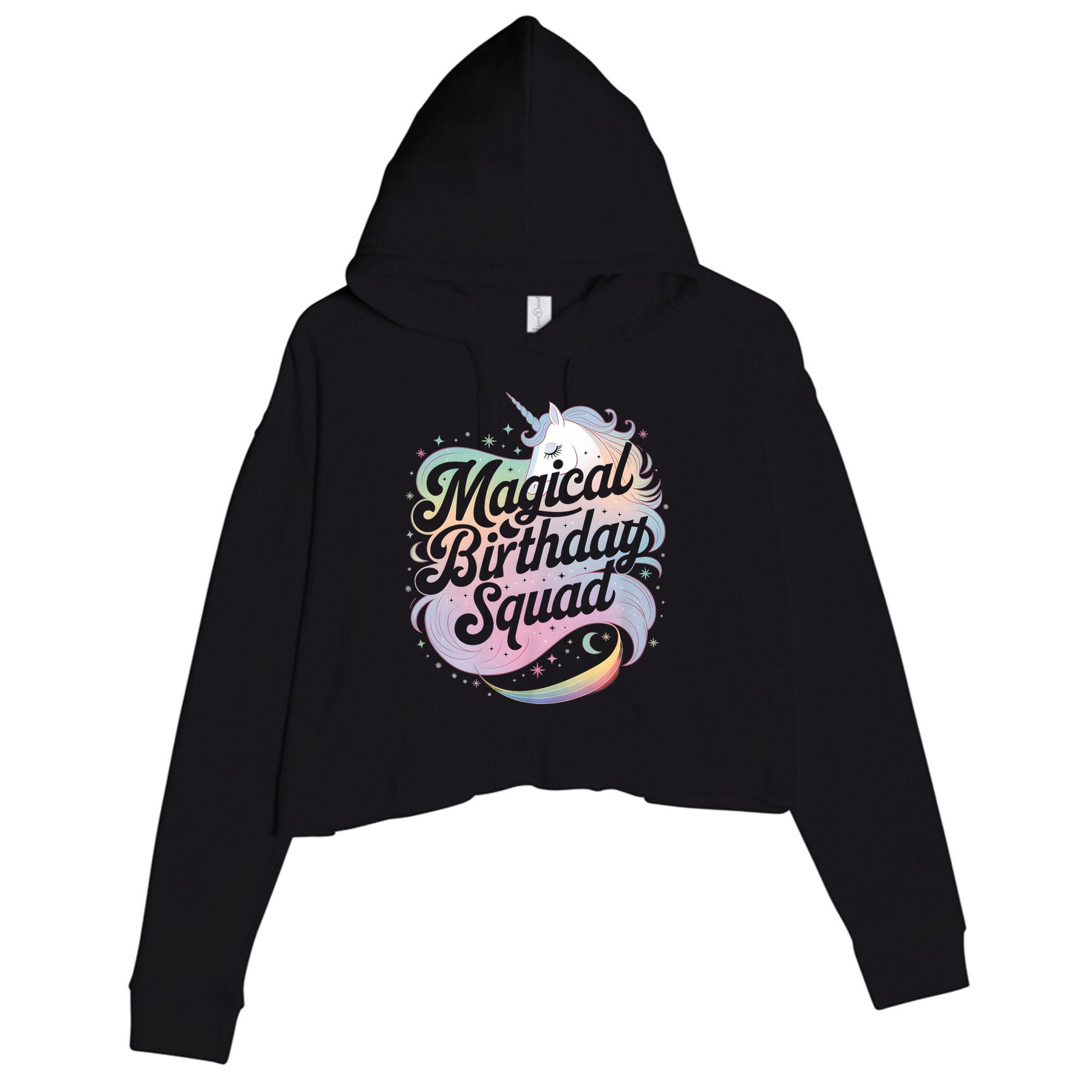 Magical Birthday Squad Unicorn Party Fun Crop Fleece Hoodie