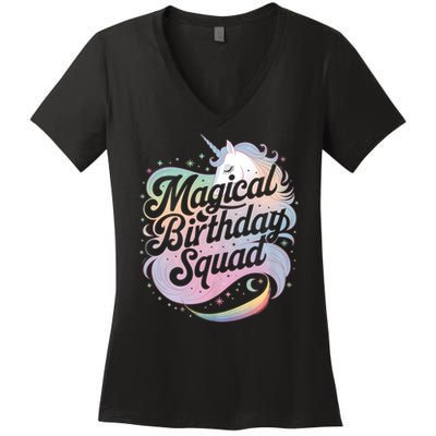 Magical Birthday Squad Unicorn Party Fun Women's V-Neck T-Shirt