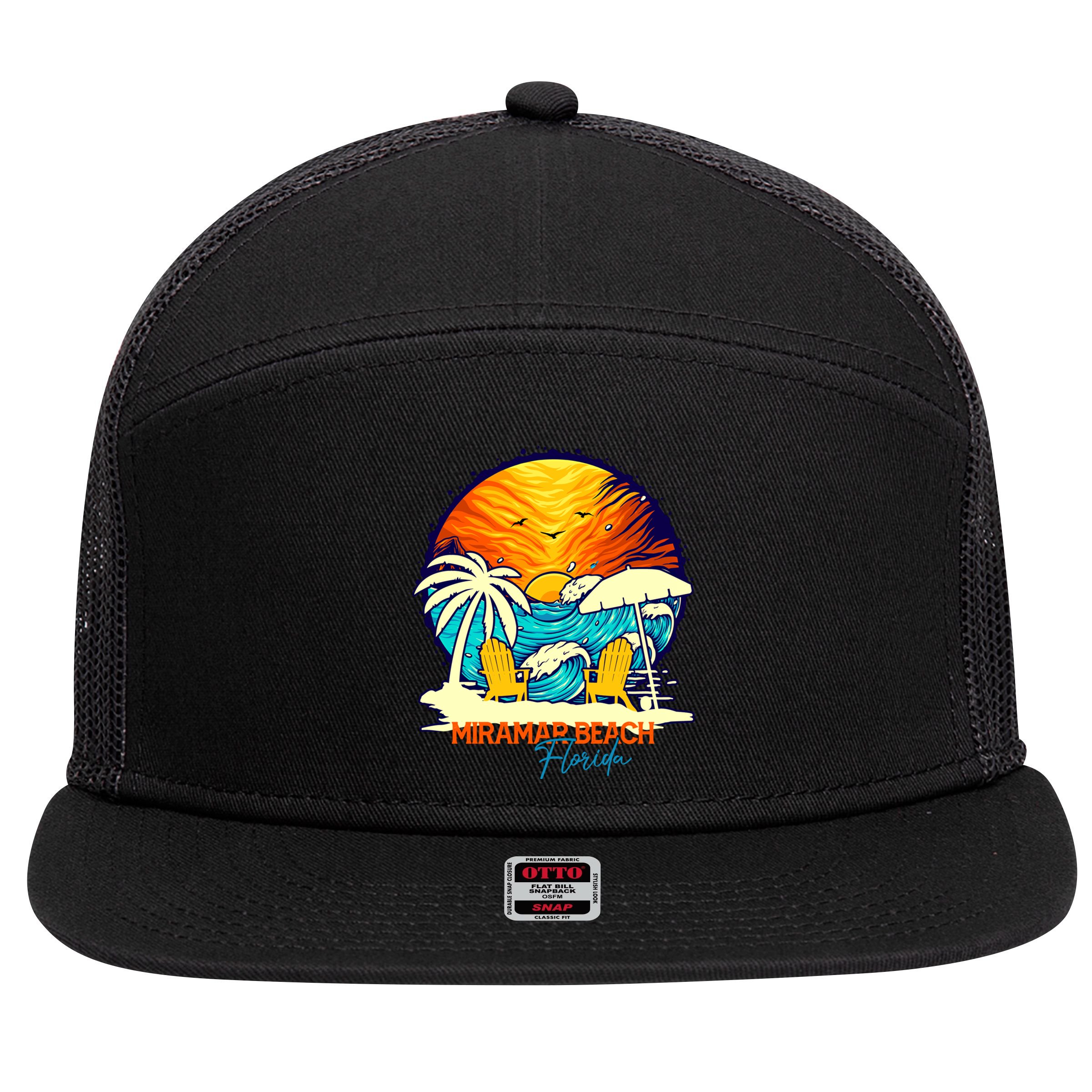 Miramar Beach Sunset Florida Vacation Couples Family Group Great Gift 7 Panel Mesh Trucker Snapback Hat