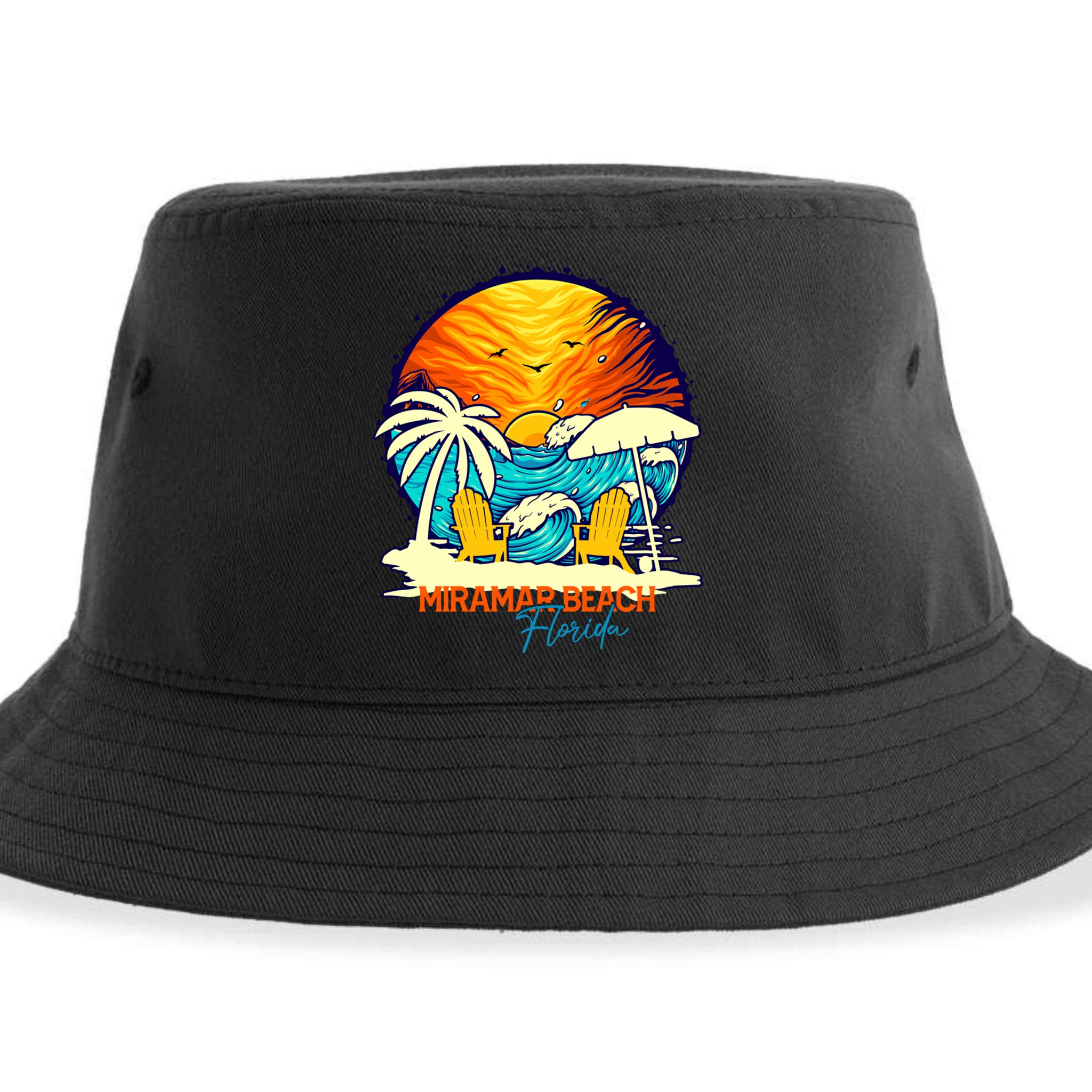 Miramar Beach Sunset Florida Vacation Couples Family Group Great Gift Sustainable Bucket Hat