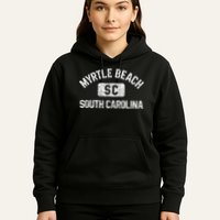Myrtle Beach SC Gym Style Distressed White  Hoodie