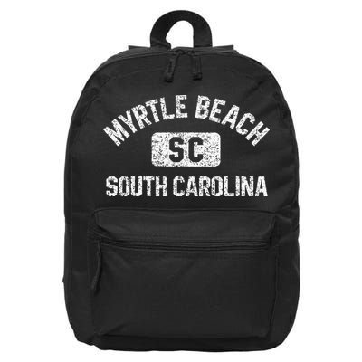 Myrtle Beach SC Gym Style Distressed White  16 in Basic Backpack