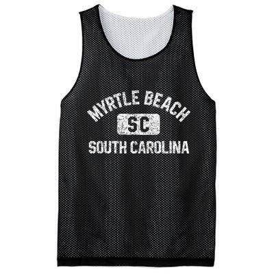 Myrtle Beach SC Gym Style Distressed White  Mesh Reversible Basketball Jersey Tank