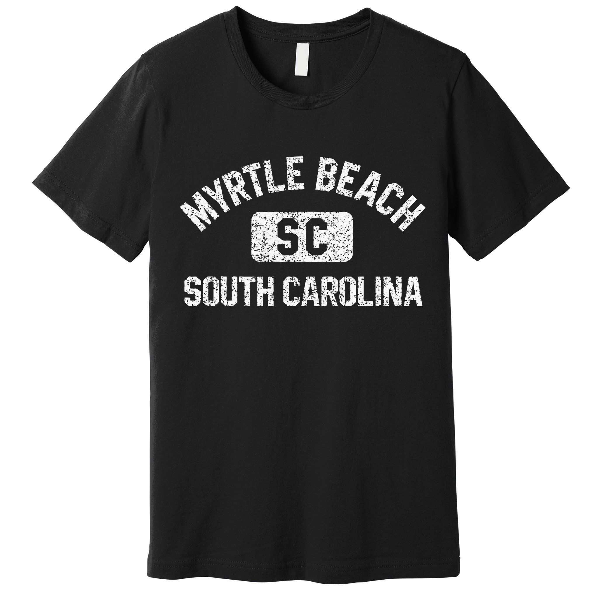 Myrtle Beach SC Gym Style Distressed White  Premium T-Shirt