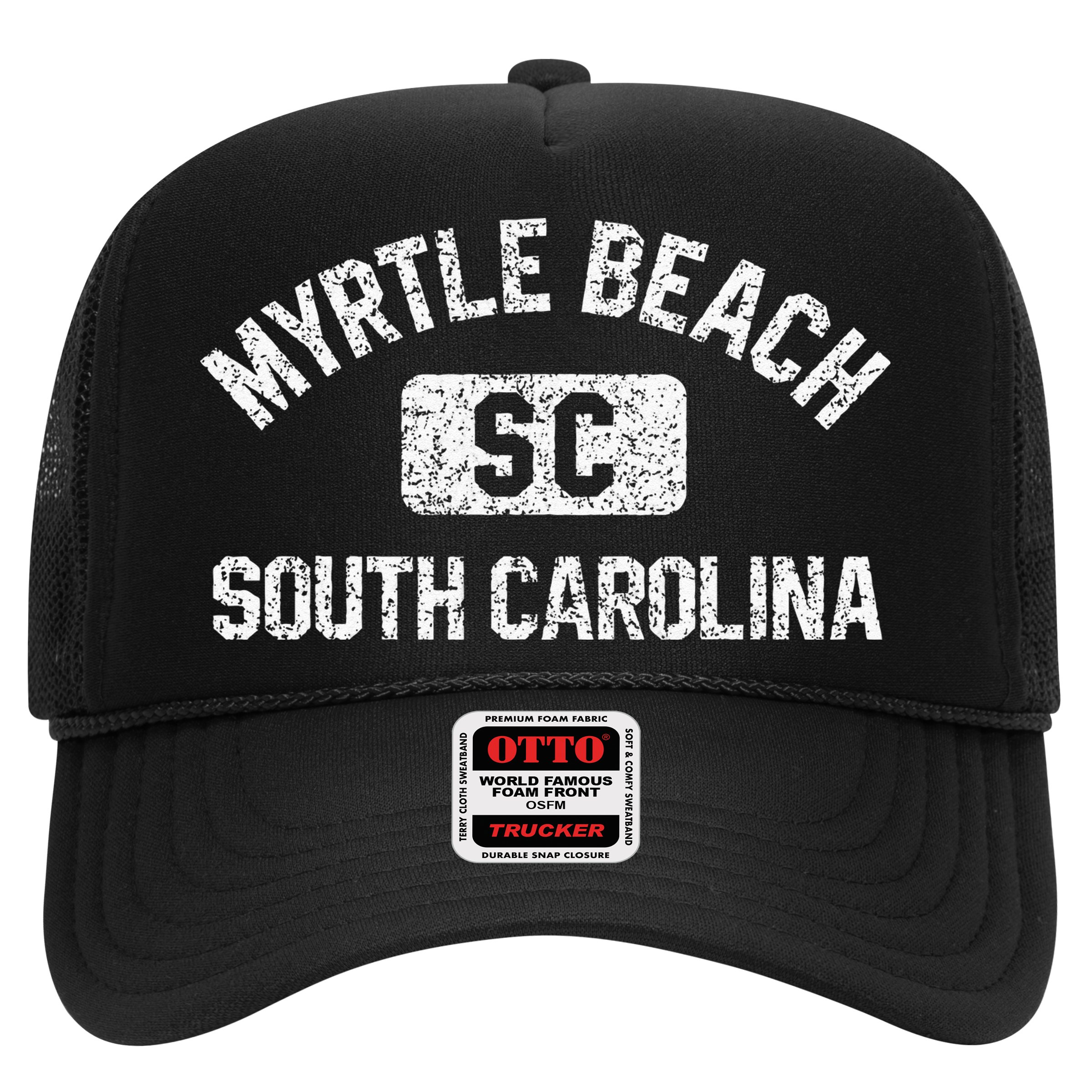 Myrtle Beach SC Gym Style Distressed White  Hat