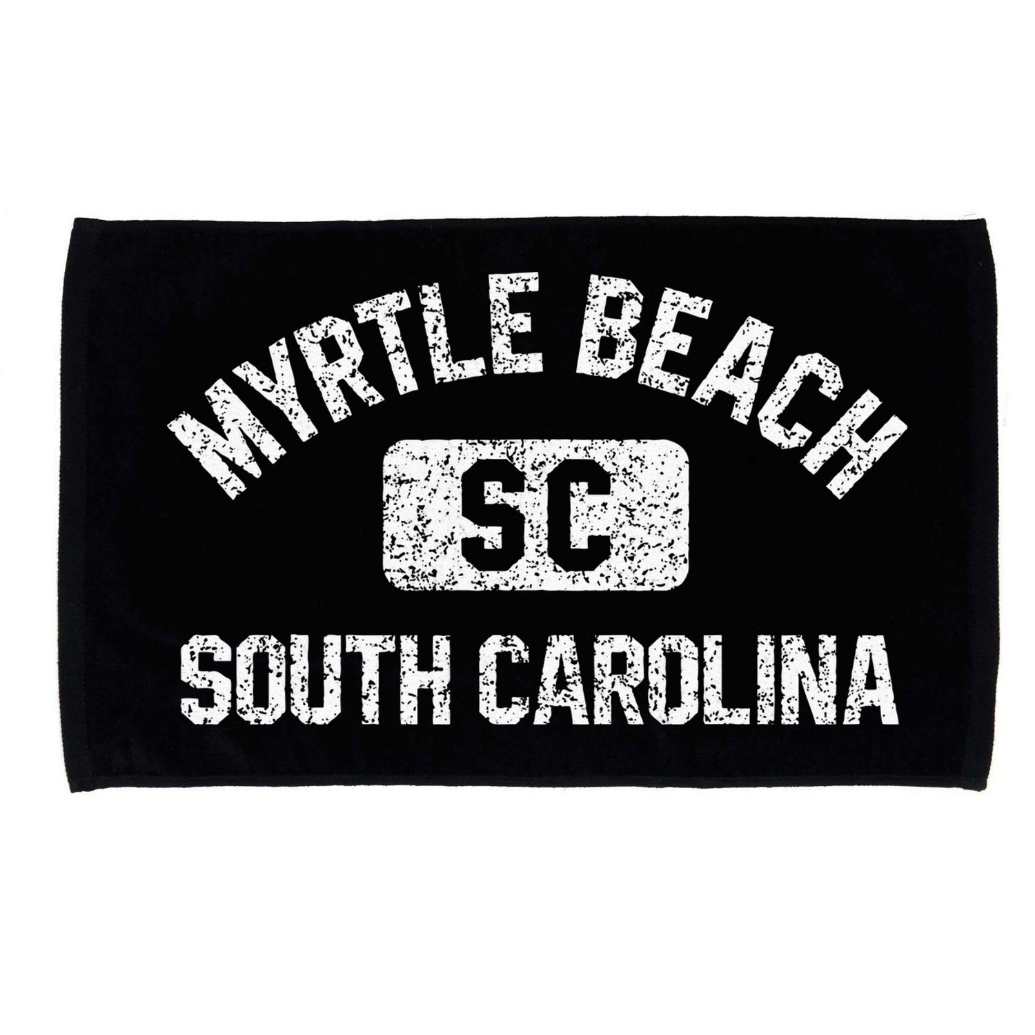 Myrtle Beach SC Gym Style Distressed White  Microfiber Hand Towel