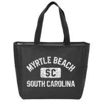 Myrtle Beach SC Gym Style Distressed White  Zip Tote Bag