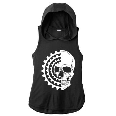 Mountain Biking Skull And Gear Vintage Ladies PosiCharge Tri-Blend Wicking Draft Hoodie Tank