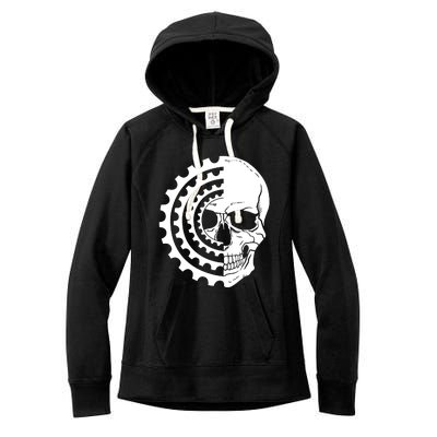 Mountain Biking Skull And Gear Vintage Women's Fleece Hoodie