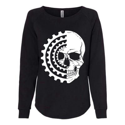 Mountain Biking Skull And Gear Vintage Womens California Wash Sweatshirt