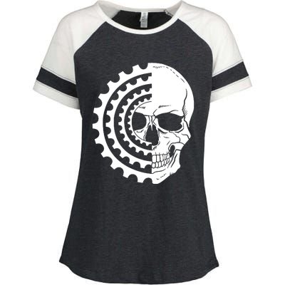 Mountain Biking Skull And Gear Vintage Enza Ladies Jersey Colorblock Tee