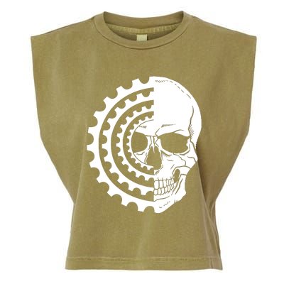 Mountain Biking Skull And Gear Vintage Garment-Dyed Women's Muscle Tee