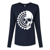 Mountain Biking Skull And Gear Vintage Womens Cotton Relaxed Long Sleeve T-Shirt