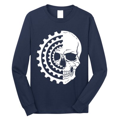 Mountain Biking Skull And Gear Vintage Long Sleeve Shirt