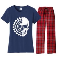 Mountain Biking Skull And Gear Vintage Women's Flannel Pajama Set