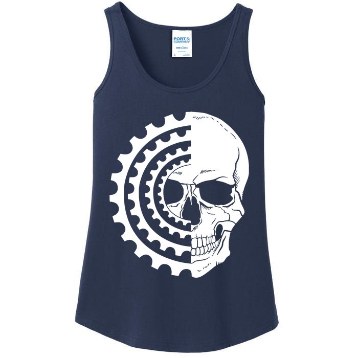 Mountain Biking Skull And Gear Vintage Ladies Essential Tank