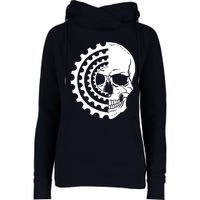 Mountain Biking Skull And Gear Vintage Womens Funnel Neck Pullover Hood