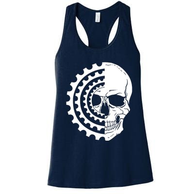 Mountain Biking Skull And Gear Vintage Women's Racerback Tank