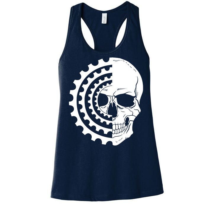 Mountain Biking Skull And Gear Vintage Women's Racerback Tank