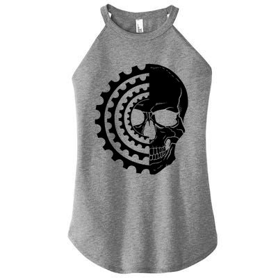 Mountain Biking Skull And Gear Vintage Women's Perfect Tri Rocker Tank