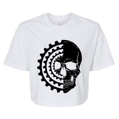 Mountain Biking Skull And Gear Vintage Bella+Canvas Jersey Crop Tee