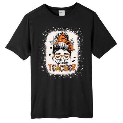 Messy Bun Spooky Teacher Bleached Halloween Teachers Tall Fusion ChromaSoft Performance T-Shirt