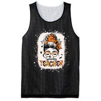 Messy Bun Spooky Teacher Bleached Halloween Teachers Mesh Reversible Basketball Jersey Tank