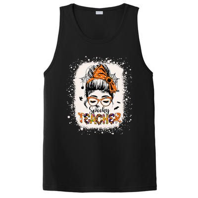 Messy Bun Spooky Teacher Bleached Halloween Teachers PosiCharge Competitor Tank