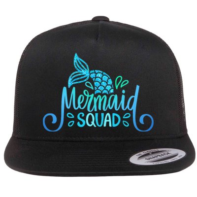 Mermaid Birthday Squad Party Matching Family Mermaid Lovers Flat Bill Trucker Hat