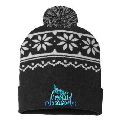 Mermaid Birthday Squad Party Matching Family Mermaid Lovers USA-Made Snowflake Beanie