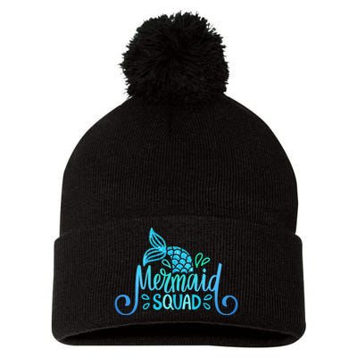 Mermaid Birthday Squad Party Matching Family Mermaid Lovers Pom Pom 12in Knit Beanie