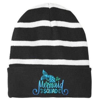 Mermaid Birthday Squad Party Matching Family Mermaid Lovers Striped Beanie with Solid Band