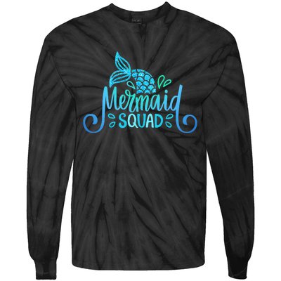 Mermaid Birthday Squad Party Matching Family Mermaid Lovers Tie-Dye Long Sleeve Shirt