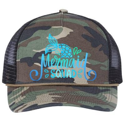 Mermaid Birthday Squad Party Matching Family Mermaid Lovers Retro Rope Trucker Hat Cap