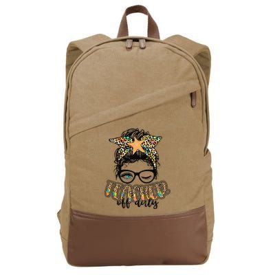 Messy Bun Summer Teacher Off Duty Leopard Cotton Canvas Backpack