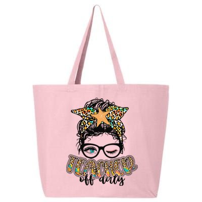 Messy Bun Summer Teacher Off Duty Leopard 25L Jumbo Tote