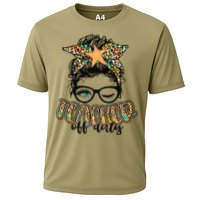 Messy Bun Summer Teacher Off Duty Leopard Cooling Performance Crew T-Shirt