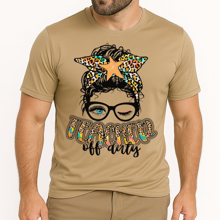 Messy Bun Summer Teacher Off Duty Leopard Cooling Performance Crew T-Shirt