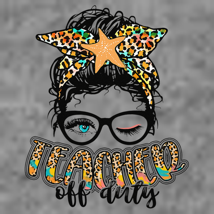 Messy Bun Summer Teacher Off Duty Leopard Tall Sweatshirt
