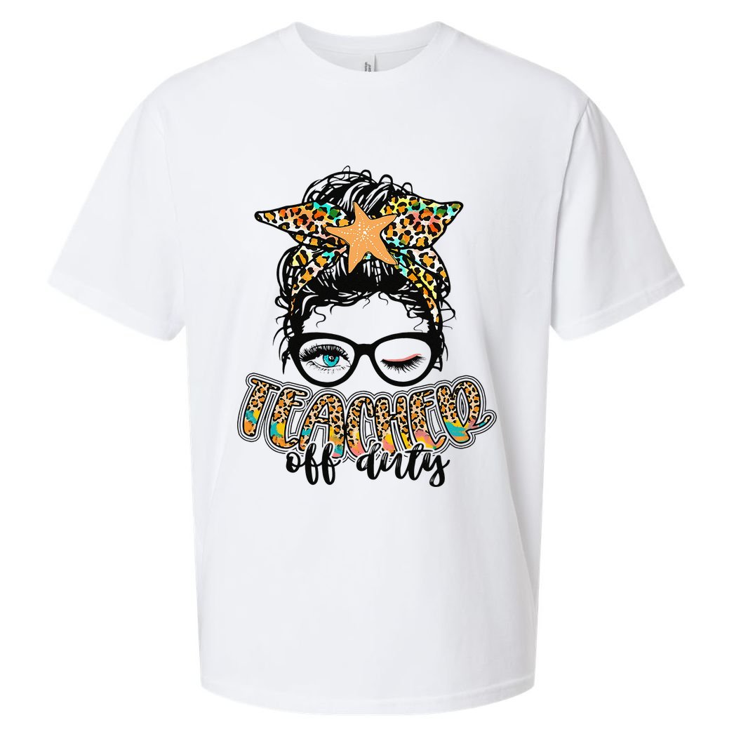 Messy Bun Summer Teacher Off Duty Leopard Sueded Cloud Jersey T-Shirt