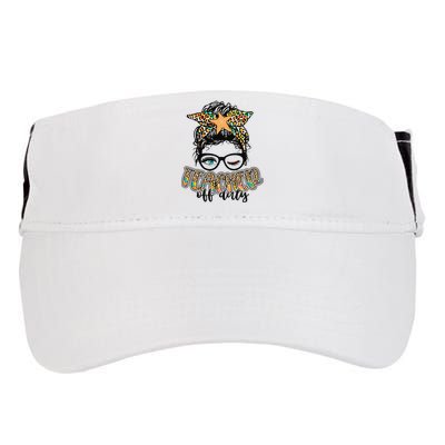 Messy Bun Summer Teacher Off Duty Leopard Adult Drive Performance Visor