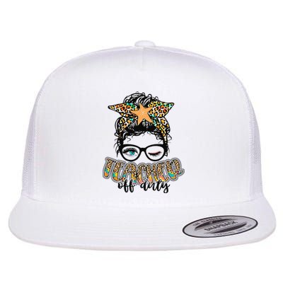 Messy Bun Summer Teacher Off Duty Leopard Flatbill Hat