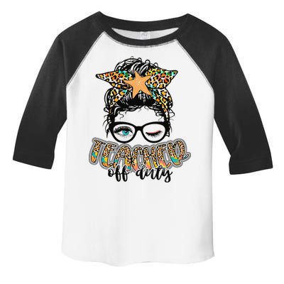 Messy Bun Summer Teacher Off Duty Leopard Toddler Fine Jersey T-Shirt