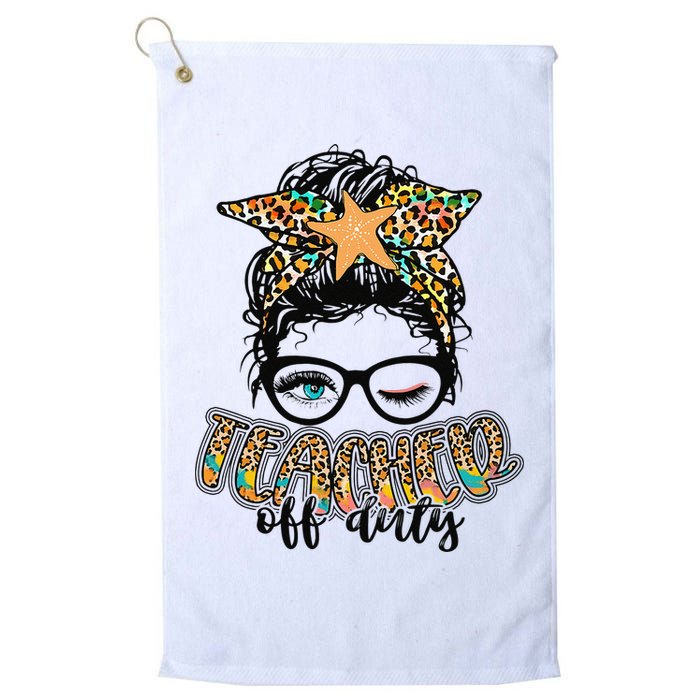 Messy Bun Summer Teacher Off Duty Leopard Golf Towel