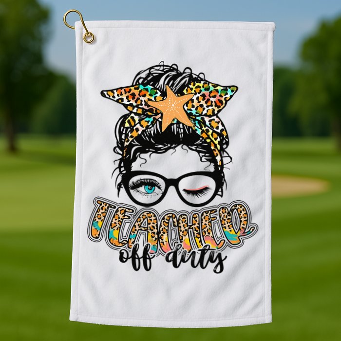 Messy Bun Summer Teacher Off Duty Leopard Golf Towel