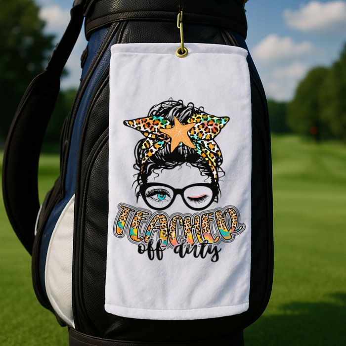 Messy Bun Summer Teacher Off Duty Leopard Golf Towel