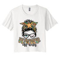 Messy Bun Summer Teacher Off Duty Leopard Women's Crop Top Tee