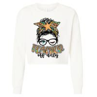 Messy Bun Summer Teacher Off Duty Leopard Cropped Pullover Crew